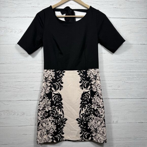 LC Lauren Conrad Dresses & Skirts - Lauren Conrad floral pencil dress womens size 8 black floral ribbon